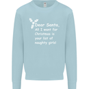 Santa Claus Naughty Girls Funny Christmas Mens Sweatshirt Jumper Light Blue