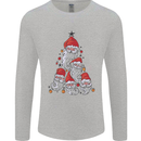 Santa Clause Christmas Tree Mens Long Sleeve T-Shirt Sports Grey