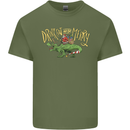 Santa T-Rex Drink Eat Merry Funny Christmas Mens Cotton T-Shirt Tee Top Military Green