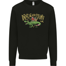 Santa T-Rex Drink Eat Merry Funny Christmas Mens Sweatshirt Jumper Black