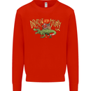 Santa T-Rex Drink Eat Merry Funny Christmas Mens Sweatshirt Jumper Bright Red