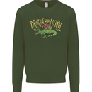 Santa T-Rex Drink Eat Merry Funny Christmas Mens Sweatshirt Jumper Forest Green