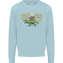 Santa T-Rex Drink Eat Merry Funny Christmas Mens Sweatshirt Jumper Light Blue