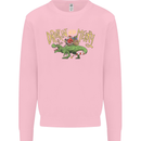 Santa T-Rex Drink Eat Merry Funny Christmas Mens Sweatshirt Jumper Light Pink