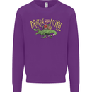 Santa T-Rex Drink Eat Merry Funny Christmas Mens Sweatshirt Jumper Purple