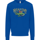 Santa T-Rex Drink Eat Merry Funny Christmas Mens Sweatshirt Jumper Royal Blue