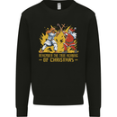 Santa vs Jesus Funny Christmas Xmas Mens Sweatshirt Jumper Black