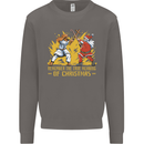 Santa vs Jesus Funny Christmas Xmas Mens Sweatshirt Jumper Charcoal