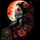 Santa Muerta & Moon Skulls Roses Mens Light Cotton T-Shirt