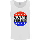 Save Ferris Distressed Funny 80's Movie Mens Vest Tank Top White