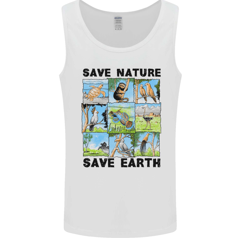 Save Nature Save Earth Ecology Environment Mens Vest Tank Top White