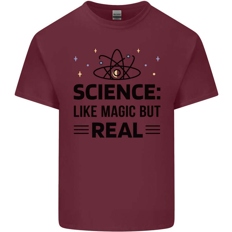 Science Like Magic But Real Funny Geek Nerd Mens Cotton T-Shirt Tee Top Maroon