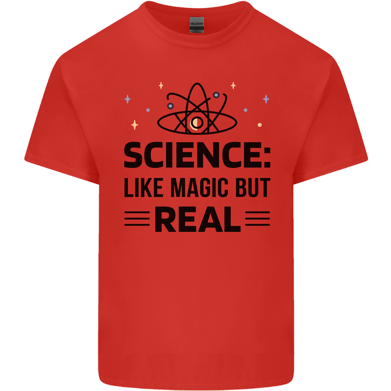 Science Like Magic But Real Funny Geek Nerd Mens Cotton T-Shirt Tee Top Red