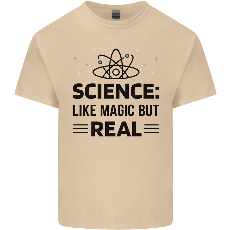 Science Like Magic But Real Funny Geek Nerd Mens Cotton T-Shirt Tee Top Sand