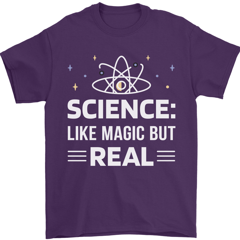 Science Like Magic But Real Funny Nerd Geek Mens T-Shirt 100% Cotton Purple