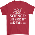 Science Like Magic But Real Funny Nerd Geek Mens T-Shirt 100% Cotton Red