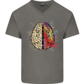 Science vs Artistic Brain Art IQ Physics Mens V-Neck Cotton T-Shirt Charcoal