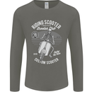 Scooter Club Motorbike Motorcycle Skull Mens Long Sleeve T-Shirt Charcoal