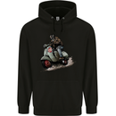 Scooter Skull MOD Moped Motorcycle Biker Mens 80% Cotton Hoodie Black