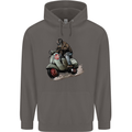 Scooter Skull MOD Moped Motorcycle Biker Mens 80% Cotton Hoodie Charcoal