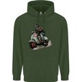 Scooter Skull MOD Moped Motorcycle Biker Mens 80% Cotton Hoodie Forest Green