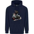 Scooter Skull MOD Moped Motorcycle Biker Mens 80% Cotton Hoodie Navy Blue