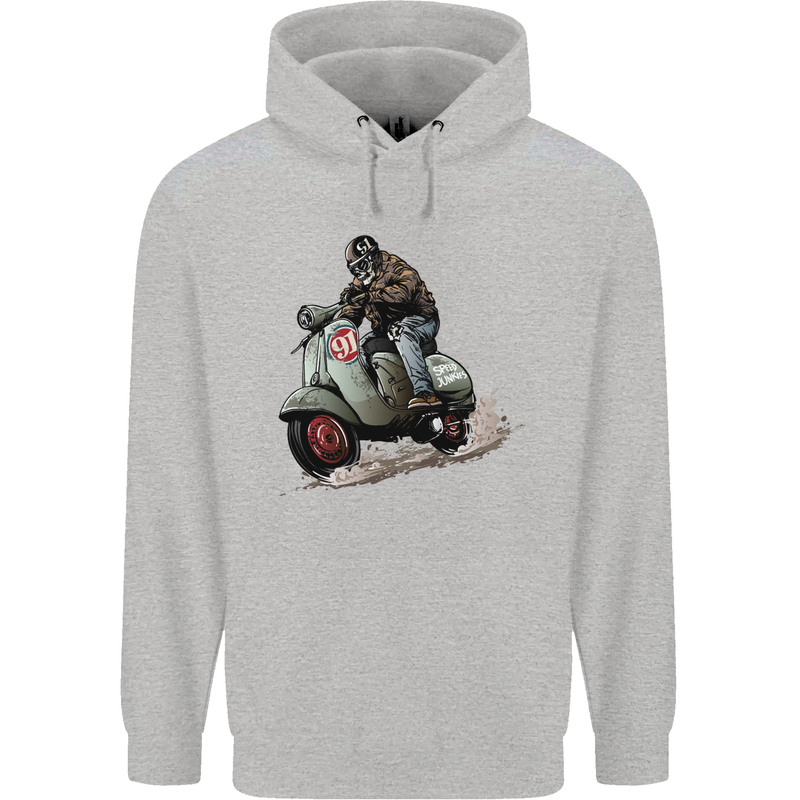 Scooter Skull MOD Moped Motorcycle Biker Mens 80% Cotton Hoodie Sports Grey