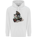 Scooter Skull MOD Moped Motorcycle Biker Mens 80% Cotton Hoodie White