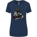 Scooter Skull MOD Moped Motorcycle Biker Womens Wider Cut T-Shirt Navy Blue