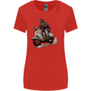 Scooter Skull MOD Moped Motorcycle Biker Womens Wider Cut T-Shirt Red
