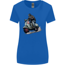 Scooter Skull MOD Moped Motorcycle Biker Womens Wider Cut T-Shirt Royal Blue