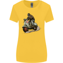 Scooter Skull MOD Moped Motorcycle Biker Womens Wider Cut T-Shirt Yellow