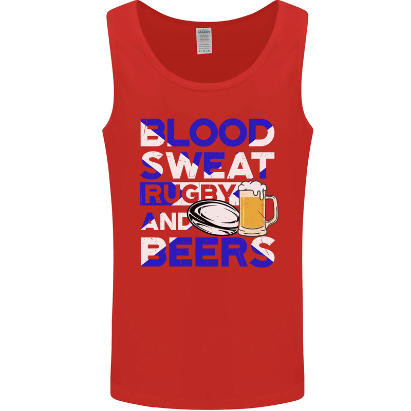 Scotland Blood Sweat & Beers Rugby Scottish Mens Vest Tank Top Red