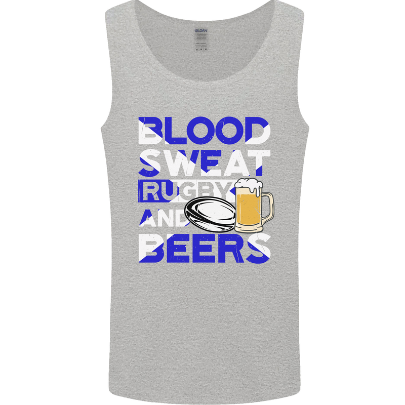 Scotland Blood Sweat & Beers Rugby Scottish Mens Vest Tank Top Sports Grey