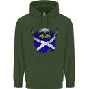 Scotland Flag Skull Scottish Biker Gothic Childrens Kids Hoodie Forest Green