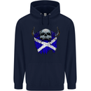 Scotland Flag Skull Scottish Biker Gothic Childrens Kids Hoodie Navy Blue