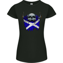 Scotland Flag Skull Scottish Biker Gothic Womens Petite Cut T-Shirt Black