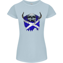 Scotland Flag Skull Scottish Biker Gothic Womens Petite Cut T-Shirt Light Blue