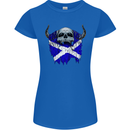 Scotland Flag Skull Scottish Biker Gothic Womens Petite Cut T-Shirt Royal Blue
