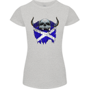 Scotland Flag Skull Scottish Biker Gothic Womens Petite Cut T-Shirt Sports Grey