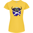 Scotland Flag Skull Scottish Biker Gothic Womens Petite Cut T-Shirt Yellow