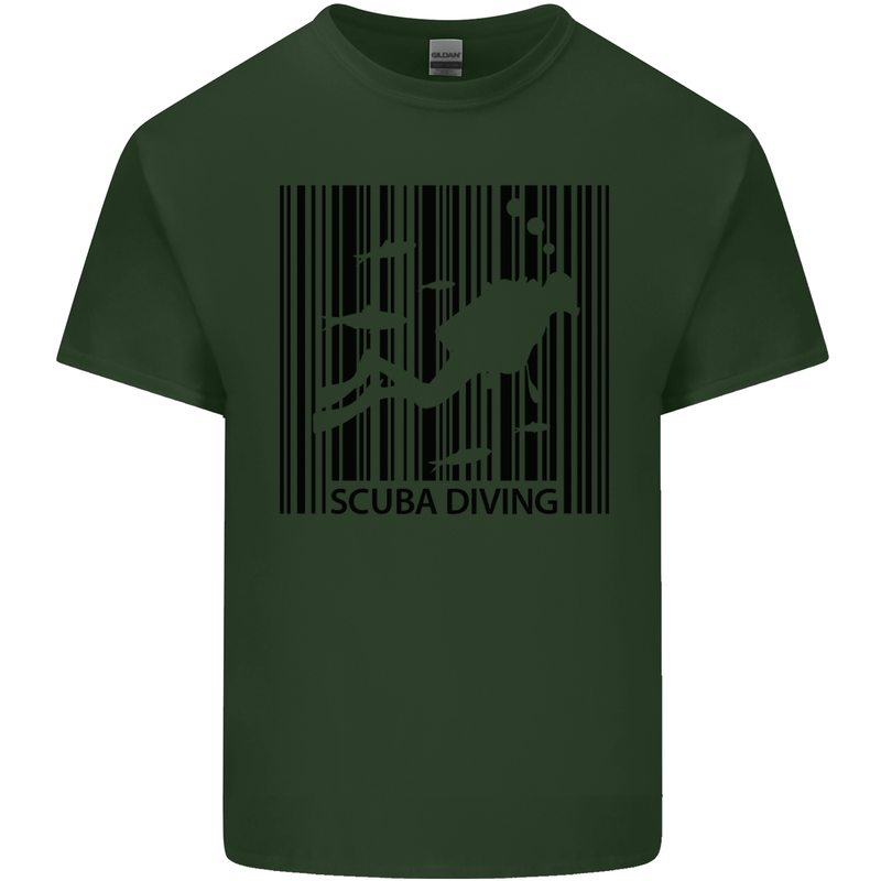 Scuba Barcode Diving Diver Dive Funny Mens Cotton T-Shirt Tee Top Forest Green