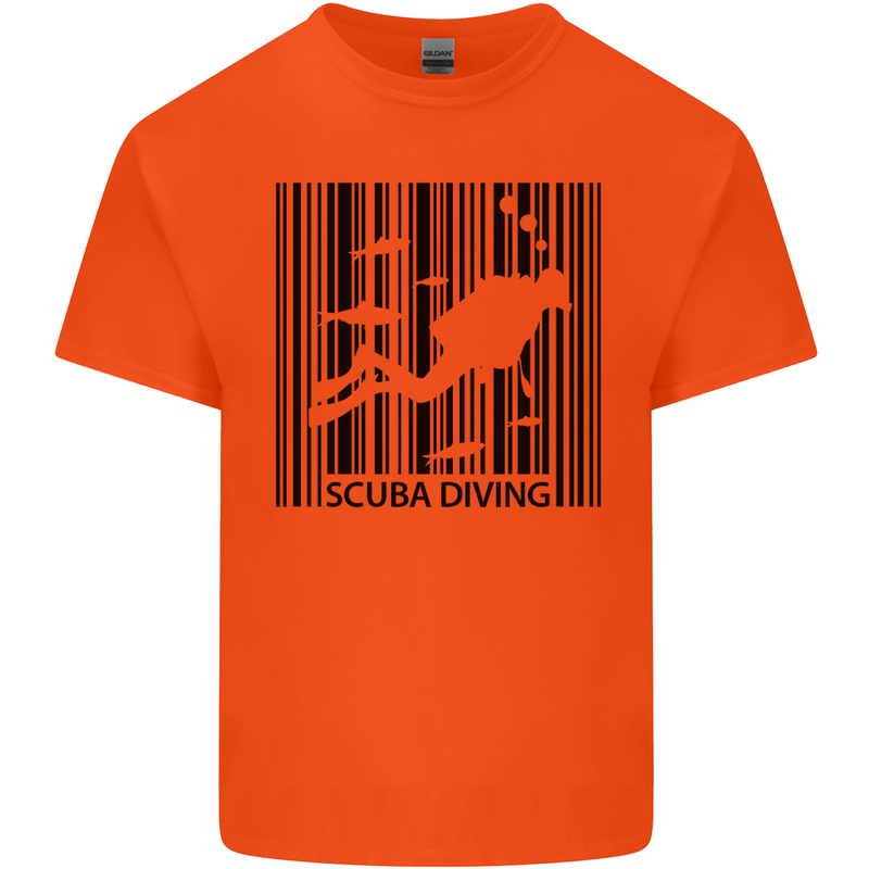 Scuba Barcode Diving Diver Dive Funny Mens Cotton T-Shirt Tee Top Orange