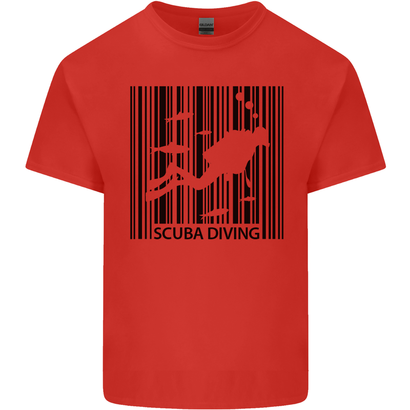 Scuba Barcode Diving Diver Dive Funny Mens Cotton T-Shirt Tee Top Red
