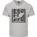Scuba Barcode Diving Diver Dive Funny Mens V-Neck Cotton T-Shirt Sports Grey