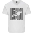 Scuba Barcode Diving Diver Dive Funny Mens V-Neck Cotton T-Shirt White