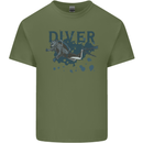Scuba Diving Diver Mens Cotton T-Shirt Tee Top Military Green