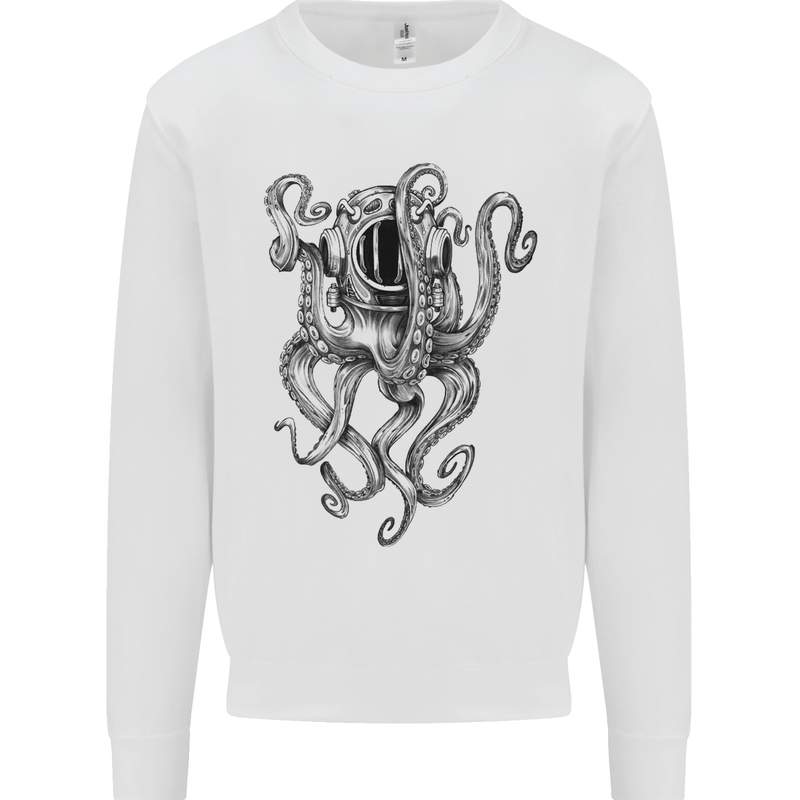 Scuba Diving Octopus Diver Kids Sweatshirt Jumper White