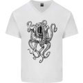 Scuba Diving Octopus Diver Mens V-Neck Cotton T-Shirt White