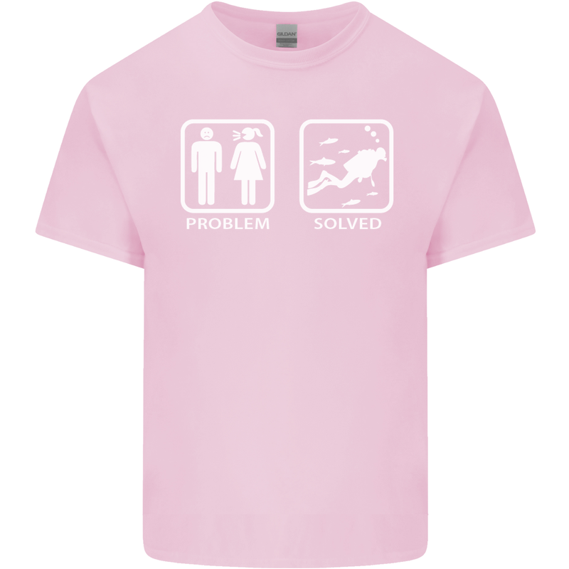 Scuba Diving Problem Solved Mens Cotton T-Shirt Tee Top Light Pink